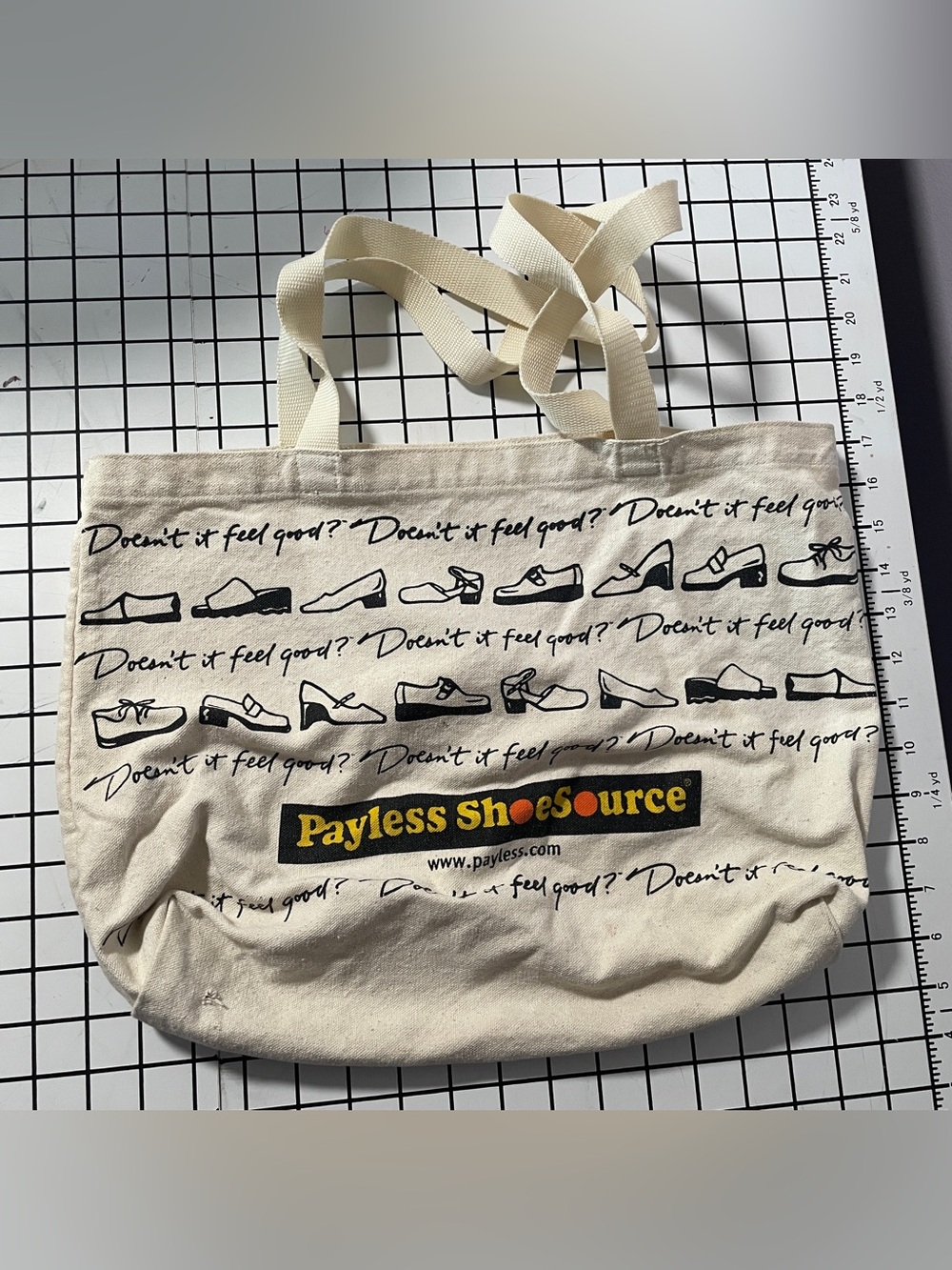 Payless Shoe Source Doesn't it Feel Good Vintage Tote Canvas Bag